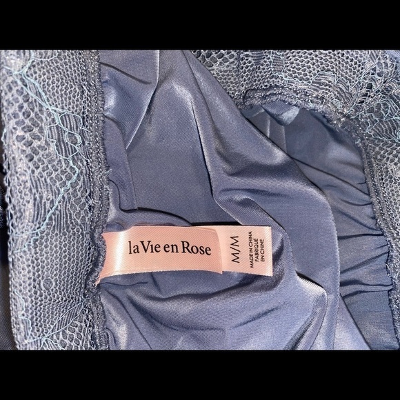 2/$30 LA Vie En Rose Purple Satin Silky Night Gown Lace Boustier Adjust Straps M - Picture 4 of 4